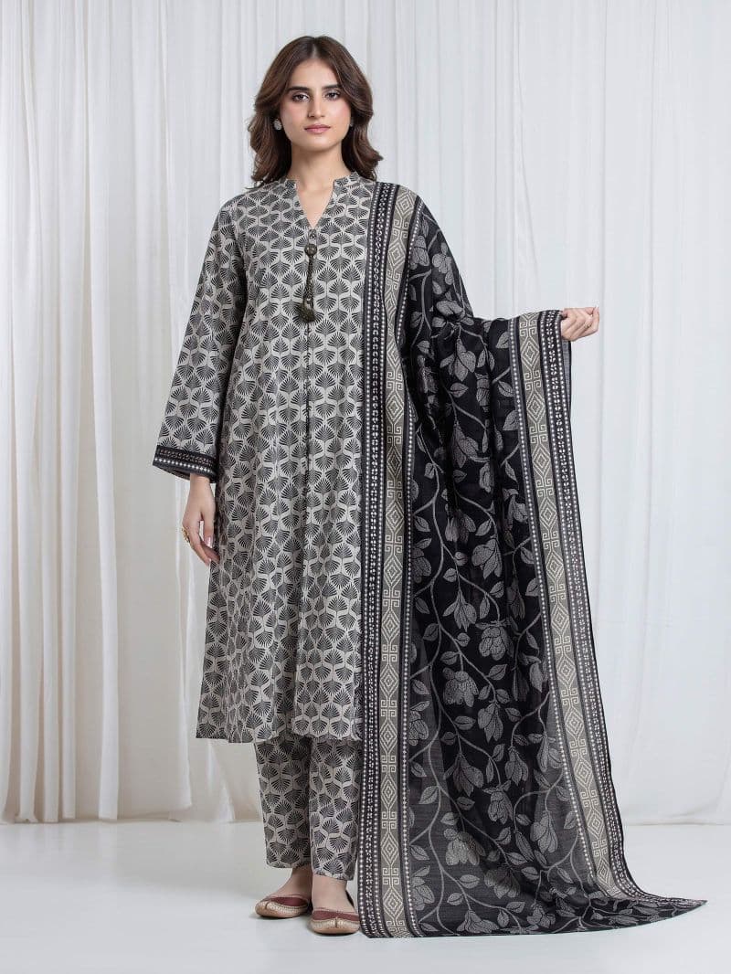 Printed Khaddar Suit - EWU6A3-37184-3P