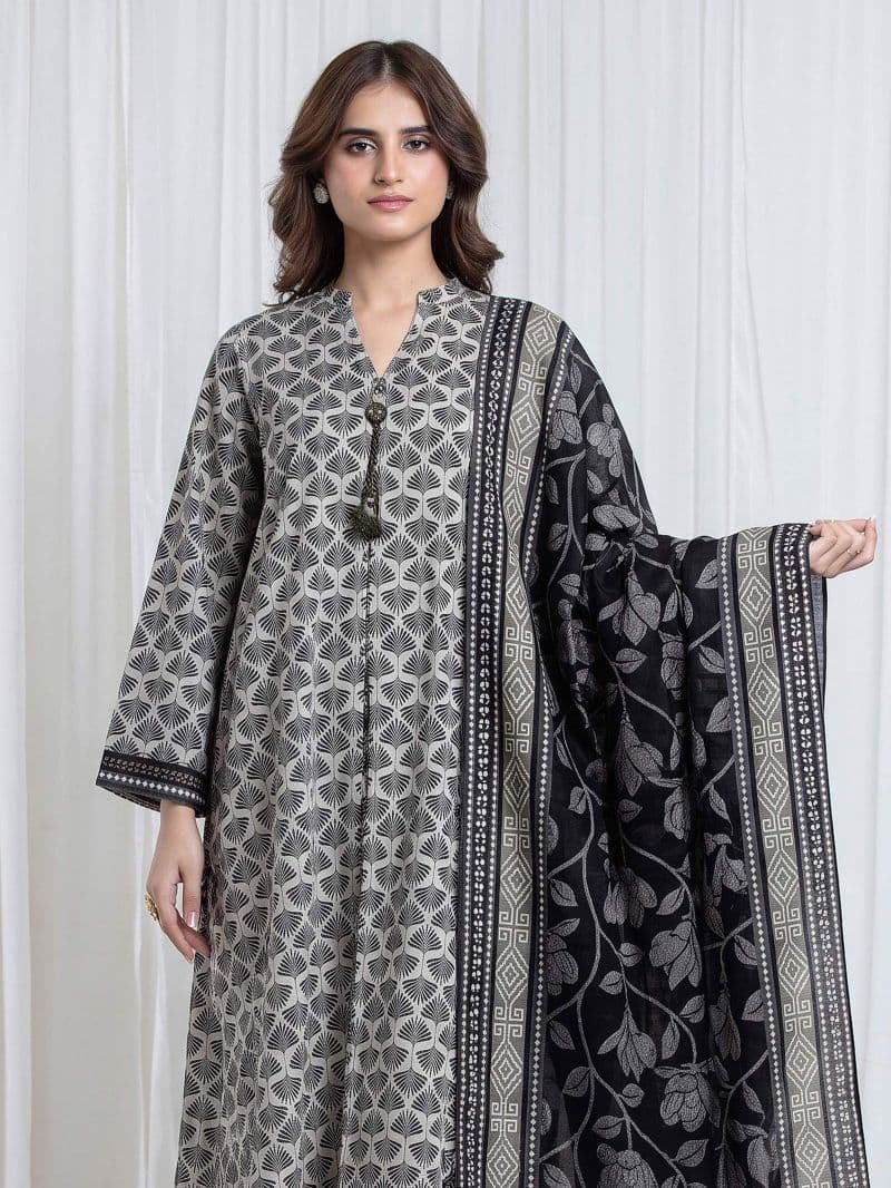 Printed Khaddar Suit - EWU6A3-37184-3P