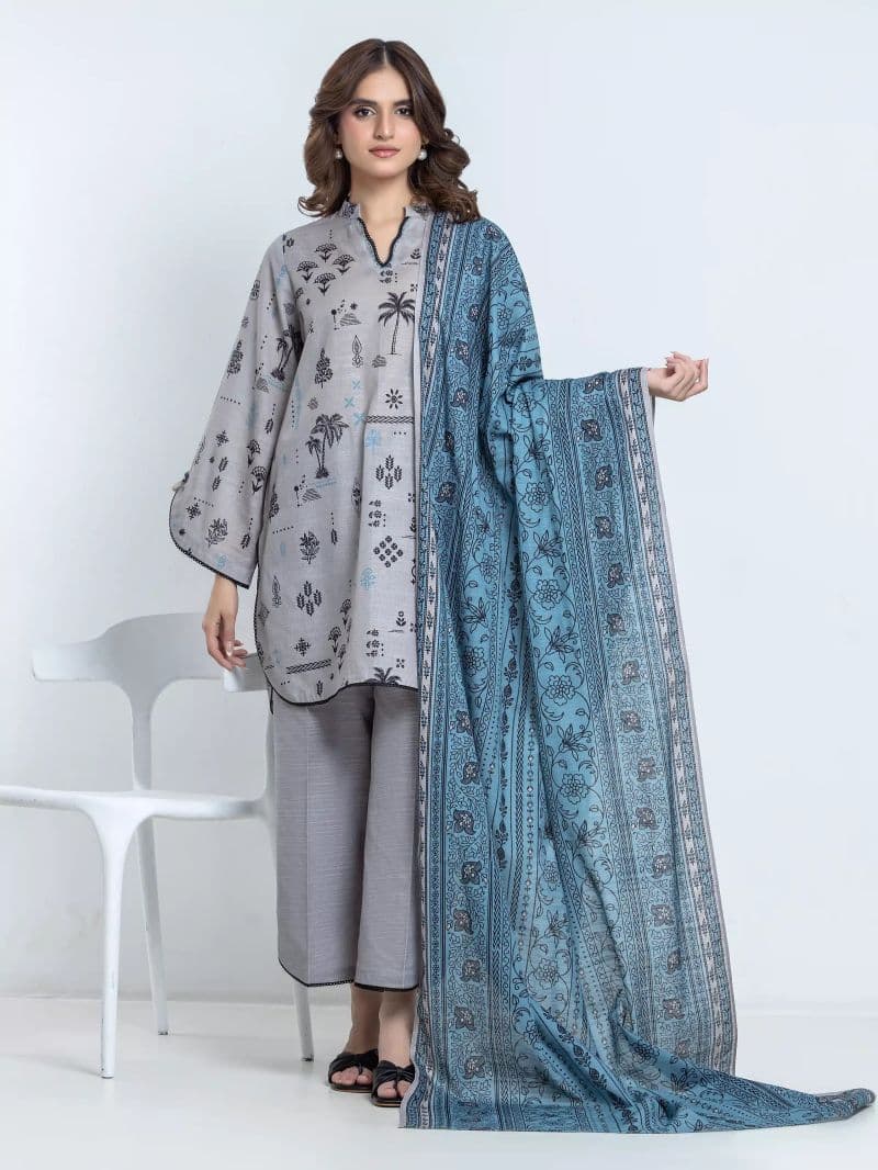 Printed Khaddar Suit - EWU6A3-37111-3P