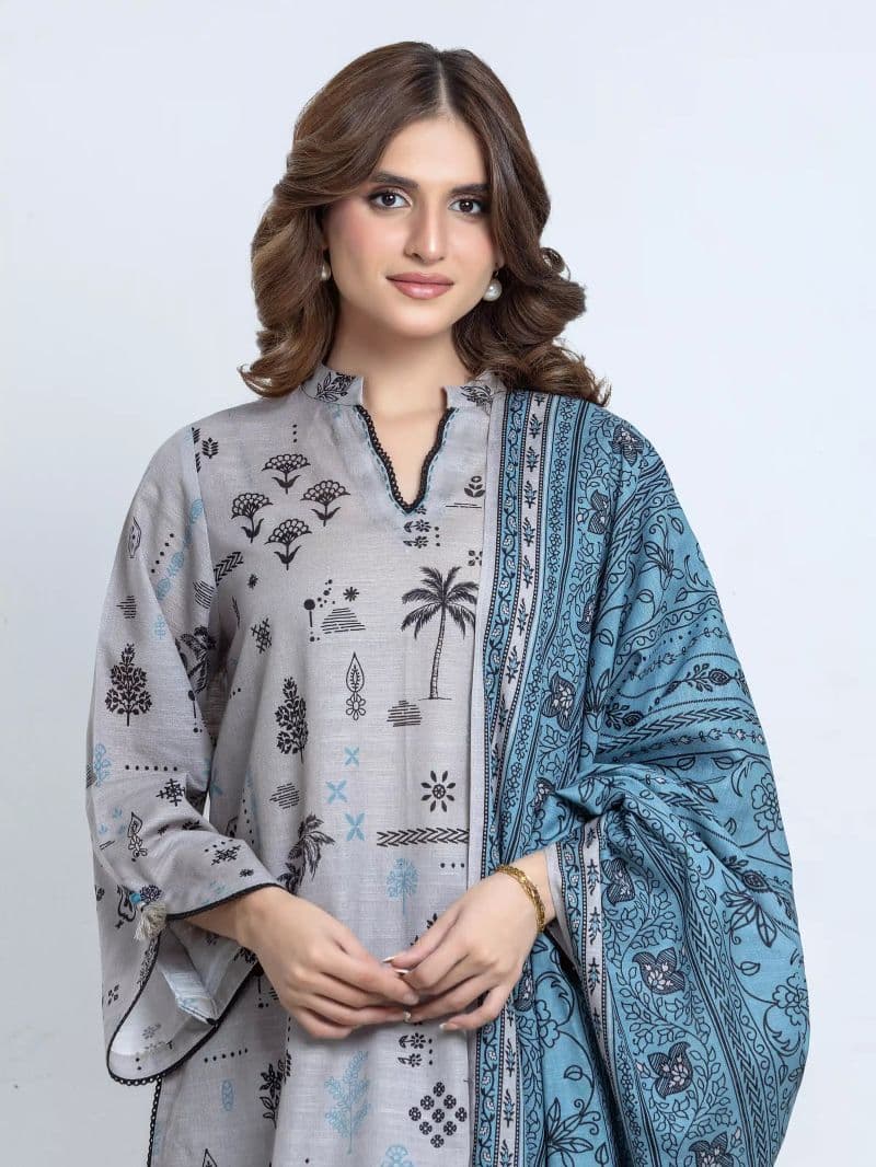 Printed Khaddar Suit - EWU6A3-37111-3P