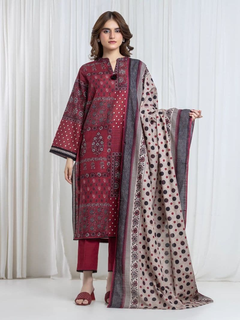 Printed Khaddar Suit - EWU6A3-37107-3P