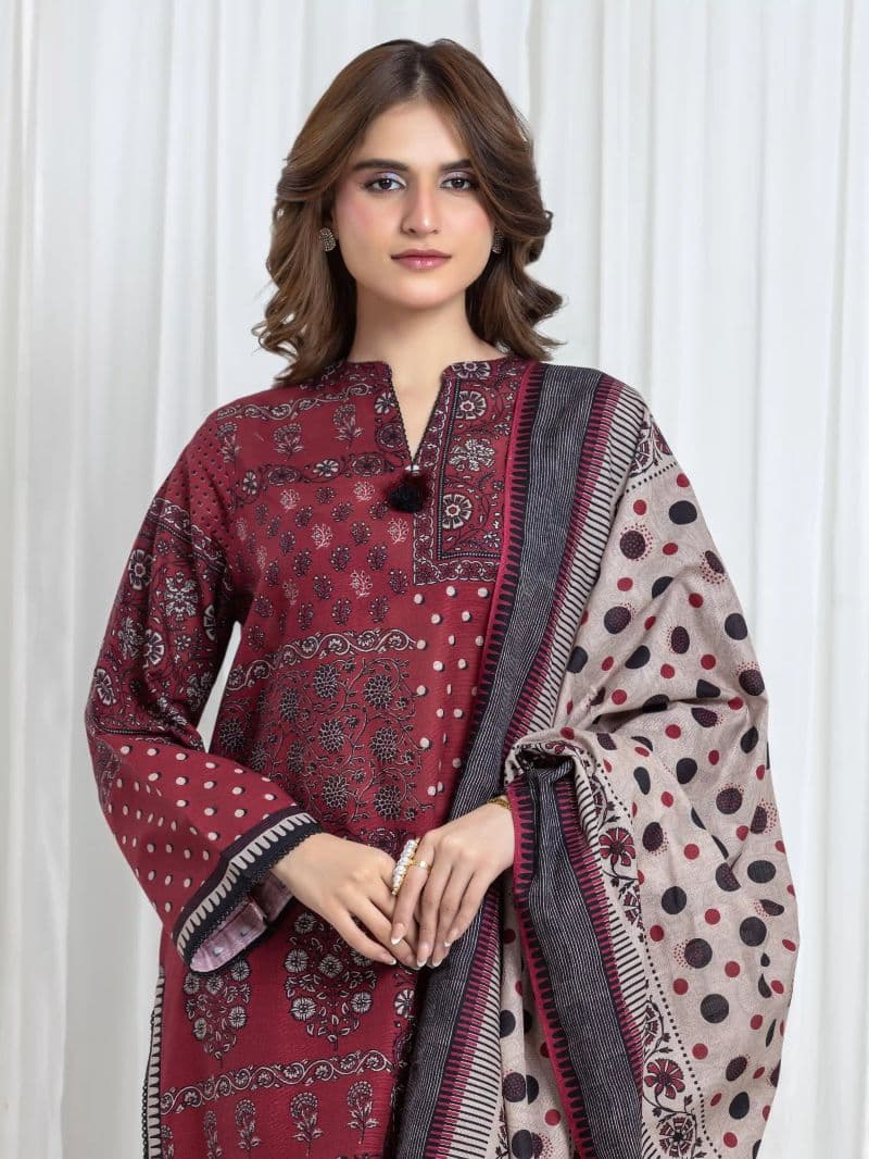 Printed Khaddar Suit - EWU6A3-37107-3P
