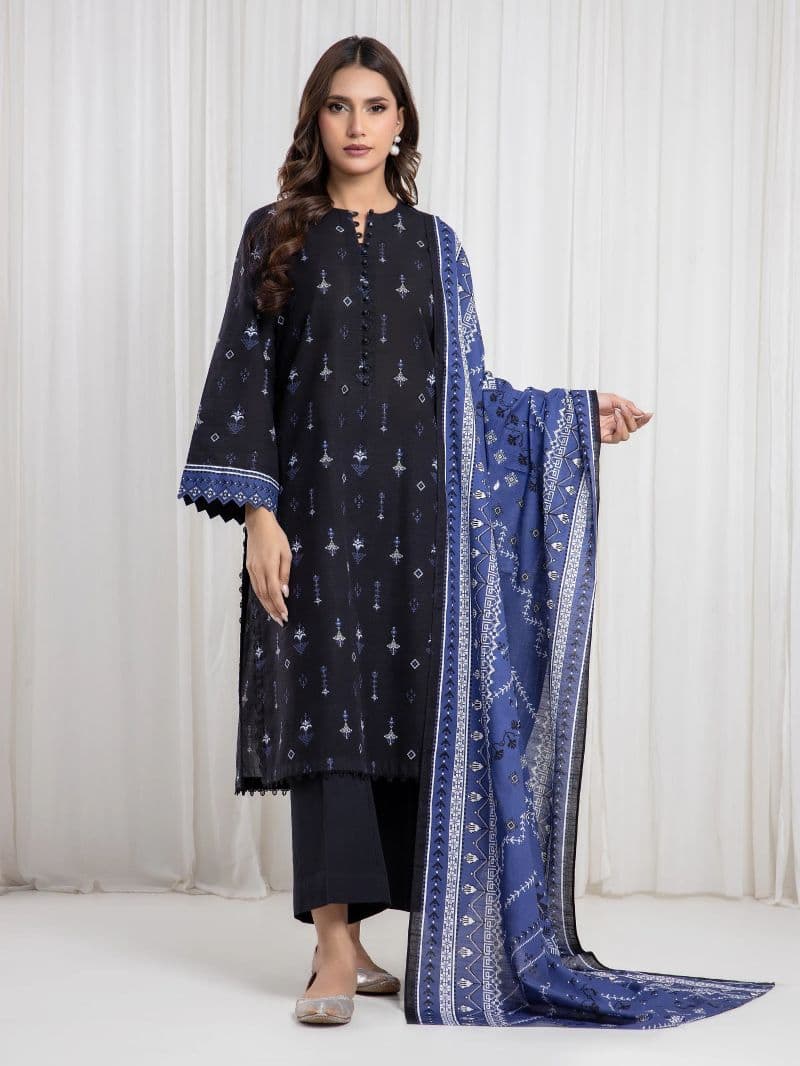 Printed Khaddar Suit - EWU6A3-37081-3P thumbnail