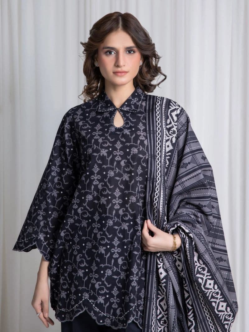 Printed Khaddar Suit - EWU6A3-37040-3P