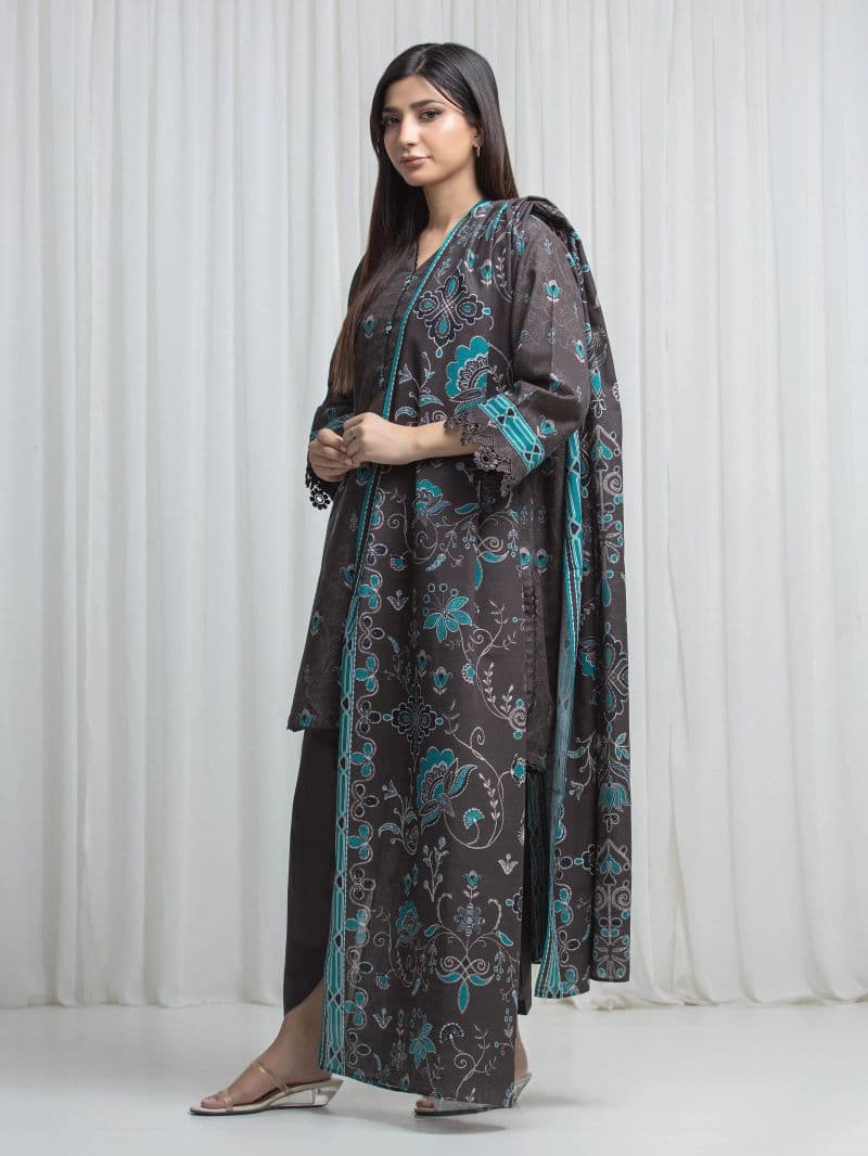 Printed Khaddar Suit - EWU6A3-37035-3P