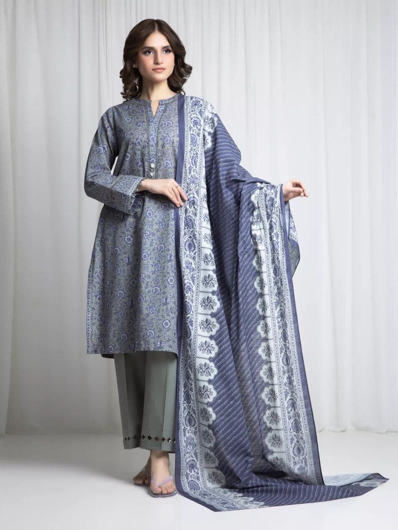 Printed Khaddar Suit - EWU6A3-37054-3P thumbnail