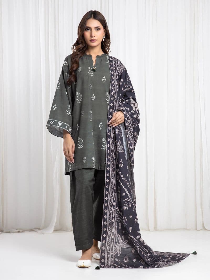 Printed Khaddar Suit - EWU6A3-37082-3P