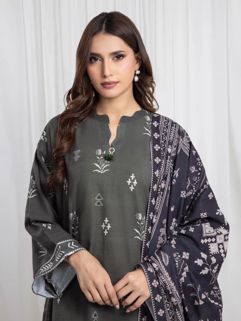 Printed Khaddar Suit - EWU6A3-37082-3P