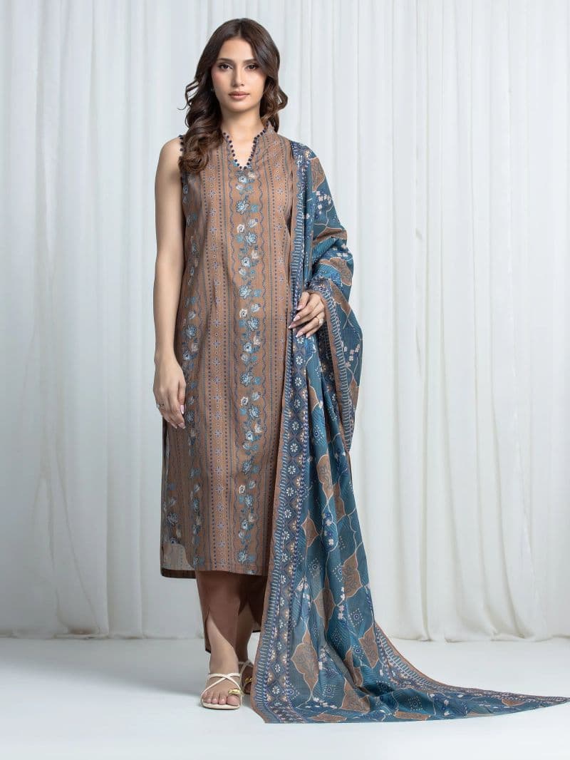 Printed Khaddar Suit - EWU6A3-37012-3P thumbnail