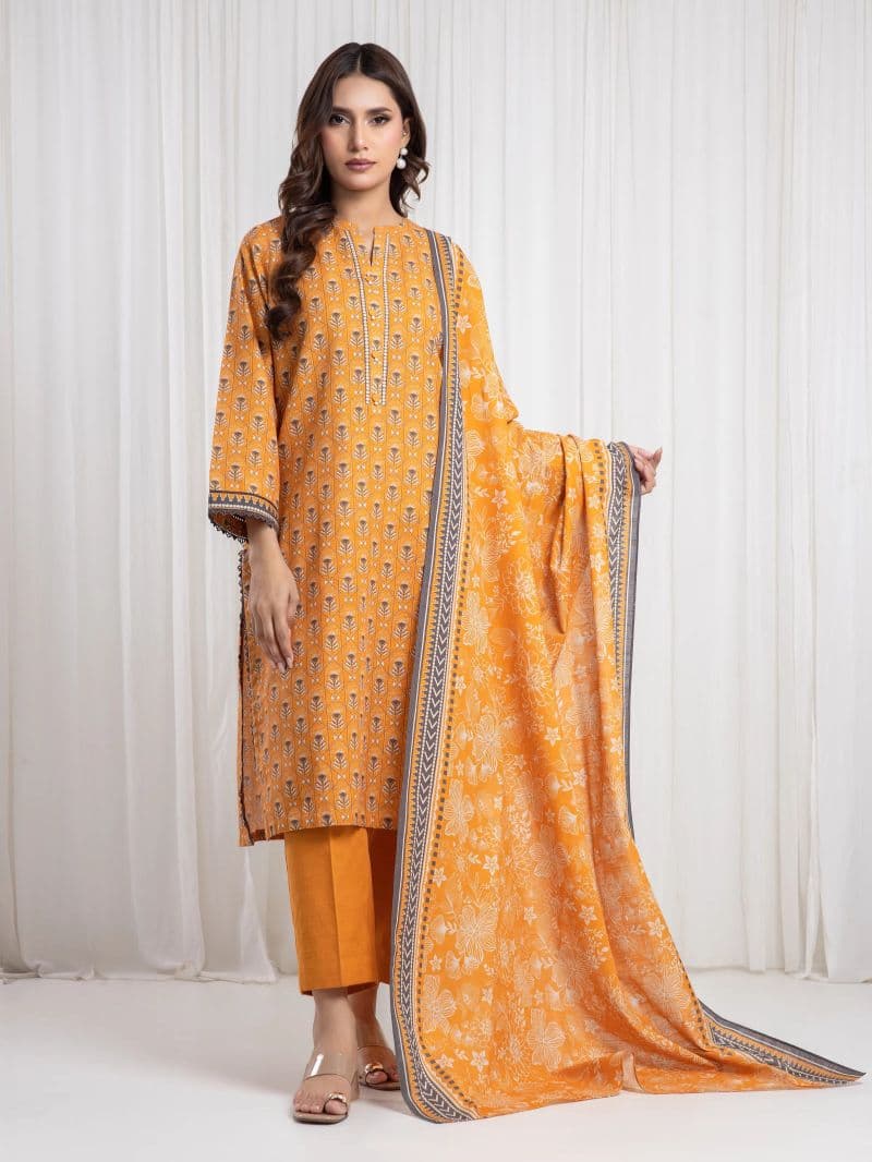 Printed Khaddar Suit - EWU6A3-37084-3P
