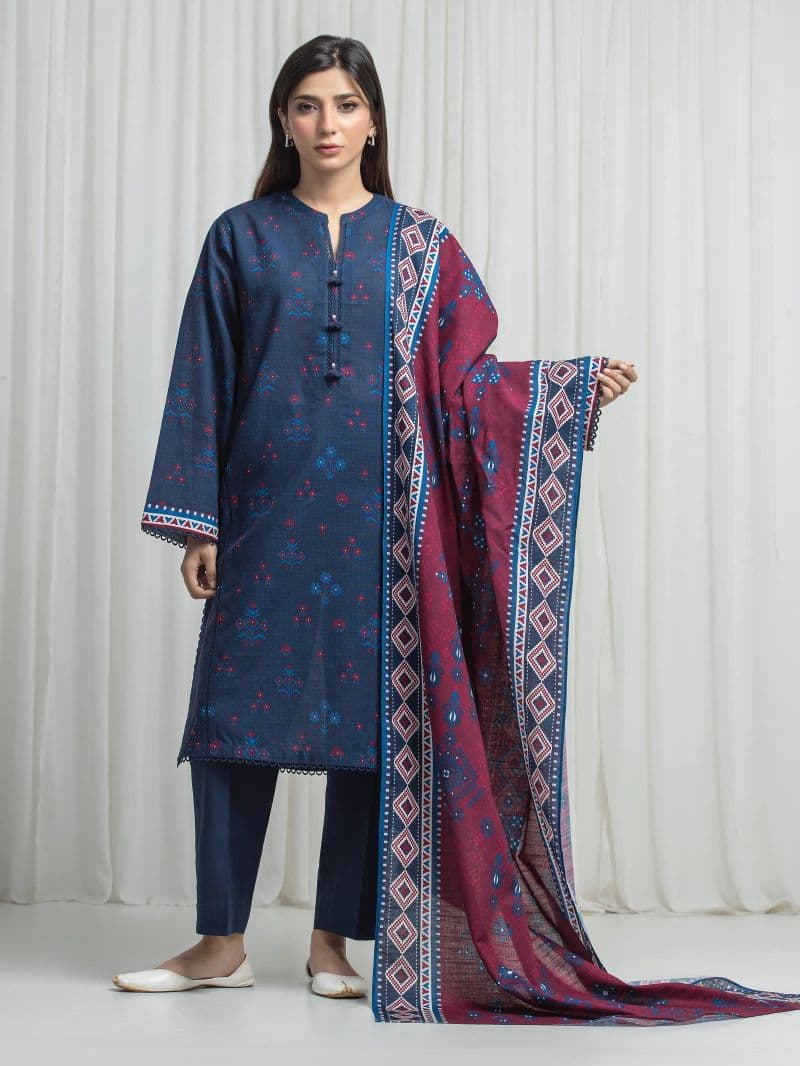 Printed Khaddar Suit - EWU6A3-37037-3P thumbnail