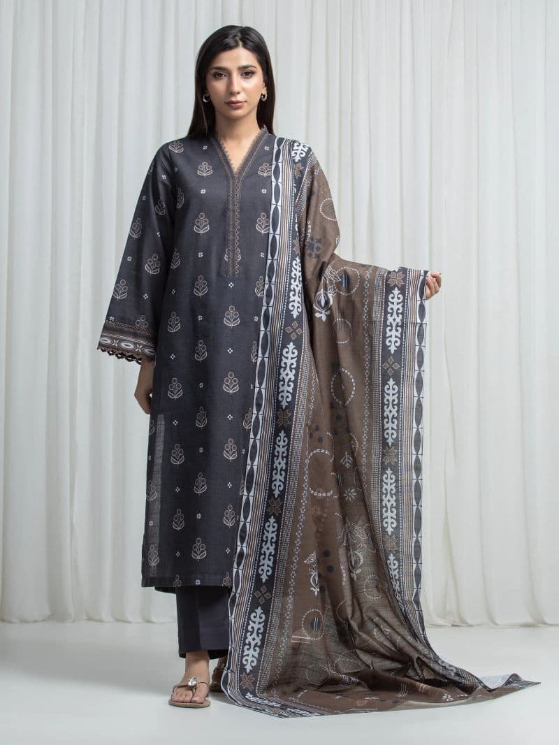 Printed Khaddar Suit - EWU6A3-37030-3P