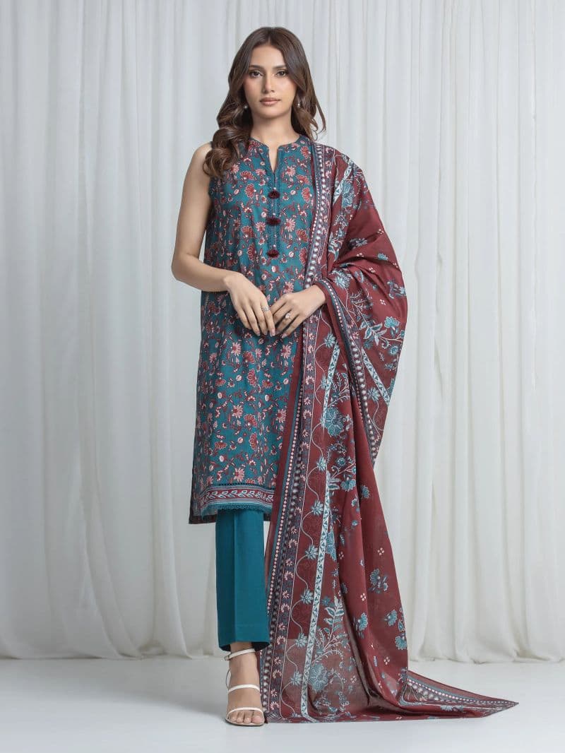 Printed Khaddar Suit - EWU6A3-37021-3P thumbnail