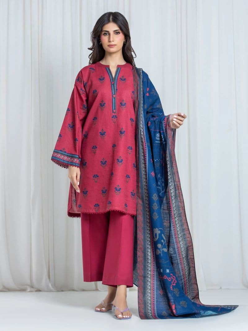 Printed Khaddar Suit - EWU6A3-37047-3P