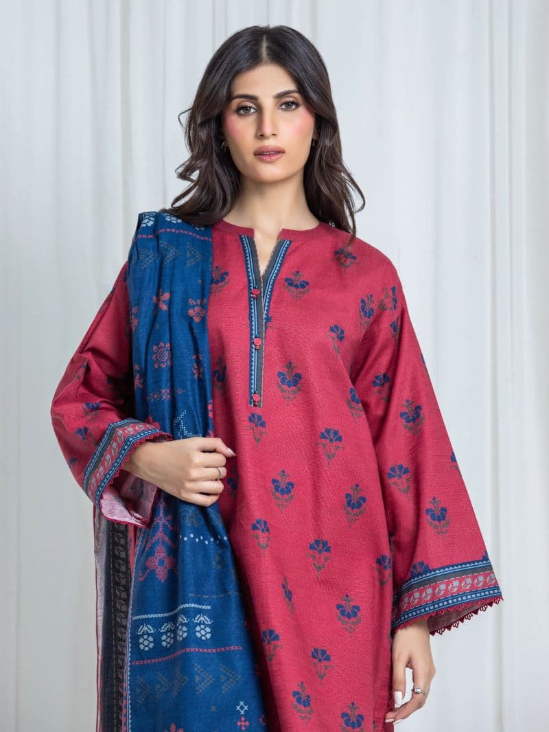 Printed Khaddar Suit - EWU6A3-37047-3P