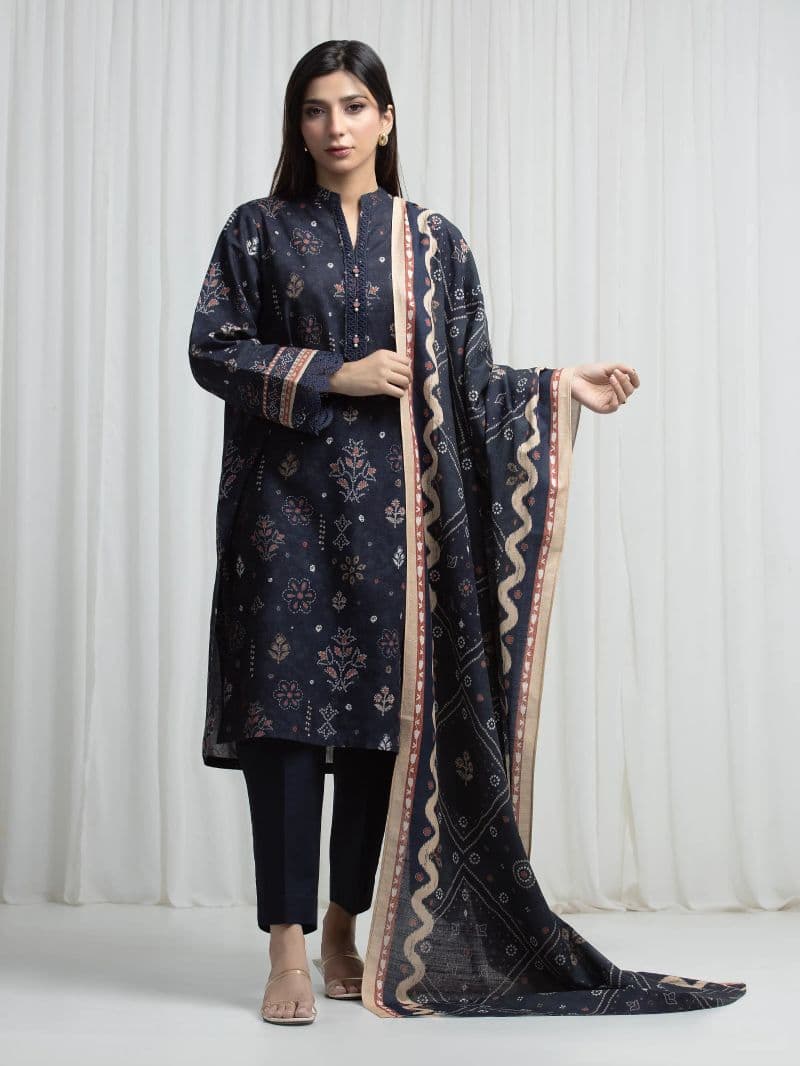 Printed Khaddar Suit - EWU6A3-37007-3P thumbnail