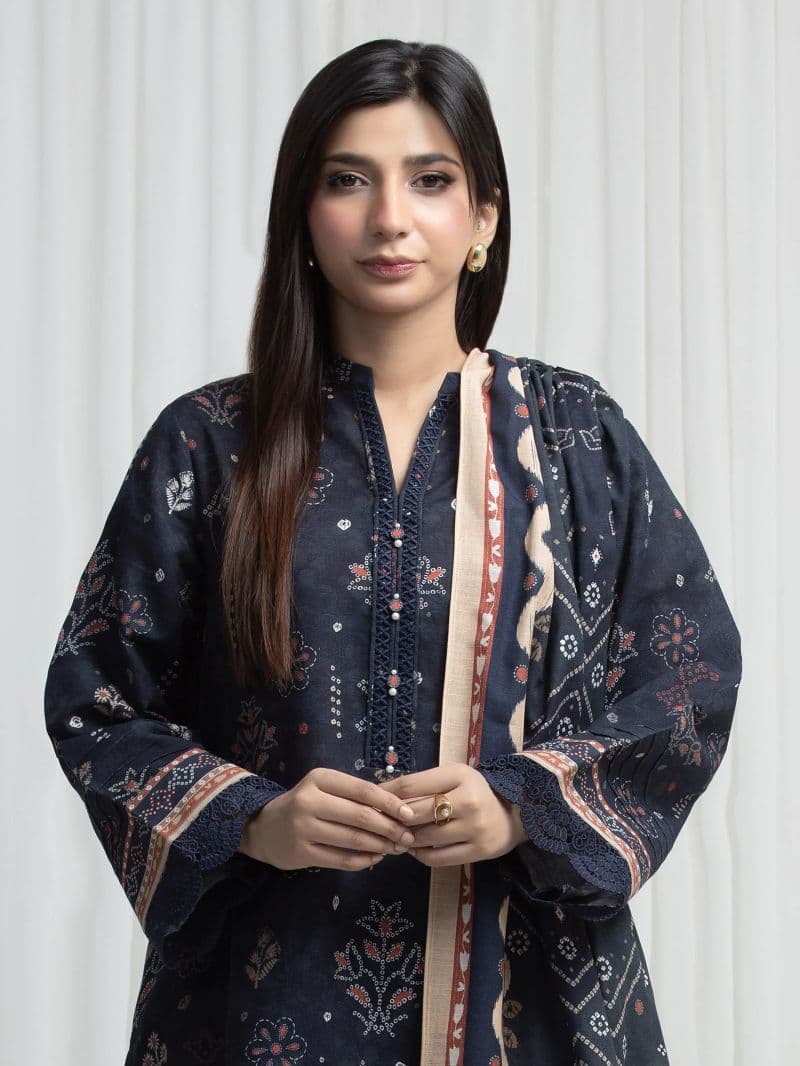 Printed Khaddar Suit - EWU6A3-37007-3P thumbnail
