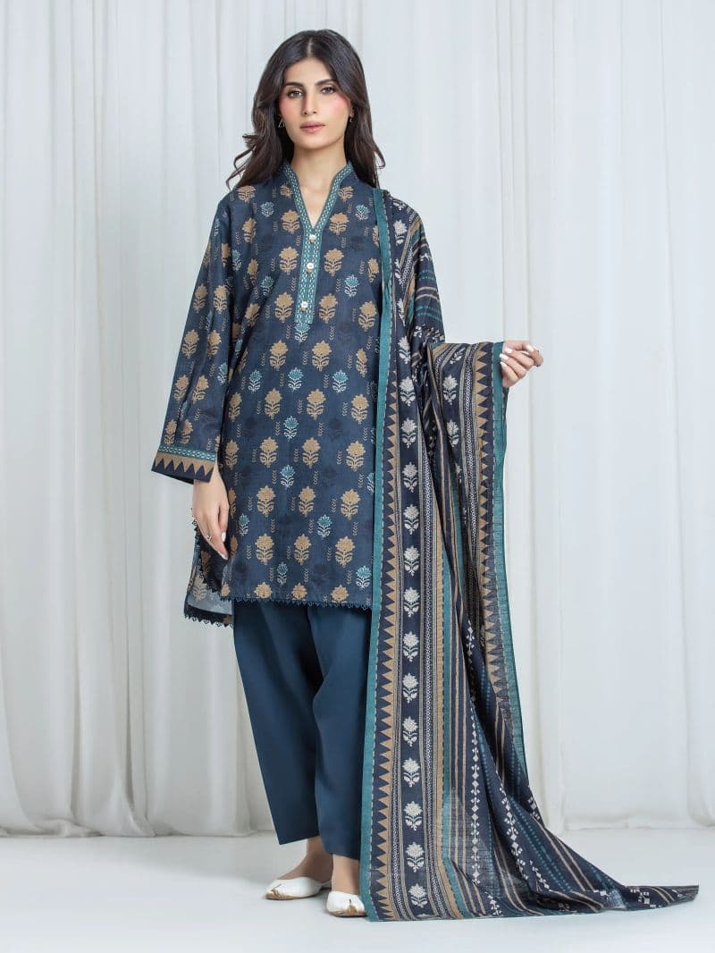 Printed Khaddar Suit - EWU6A3-37056-3P