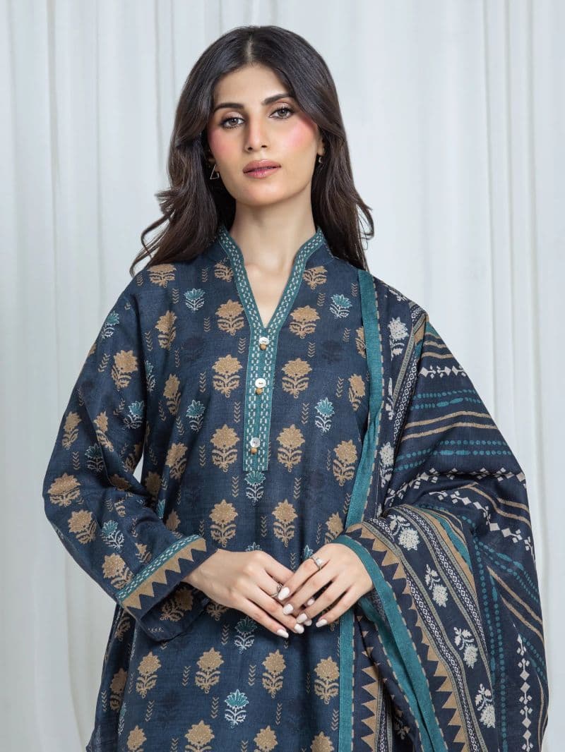 Printed Khaddar Suit - EWU6A3-37056-3P