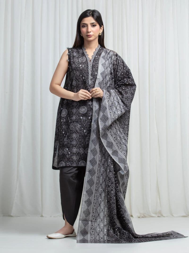 Printed Khaddar Suit - EWU6A3-37008-3P thumbnail