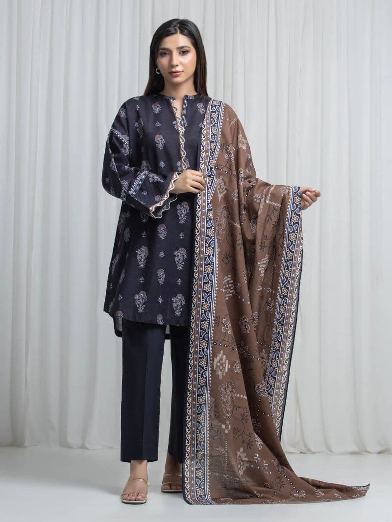 Printed Khaddar Suit - EWU6A3-37034-3P