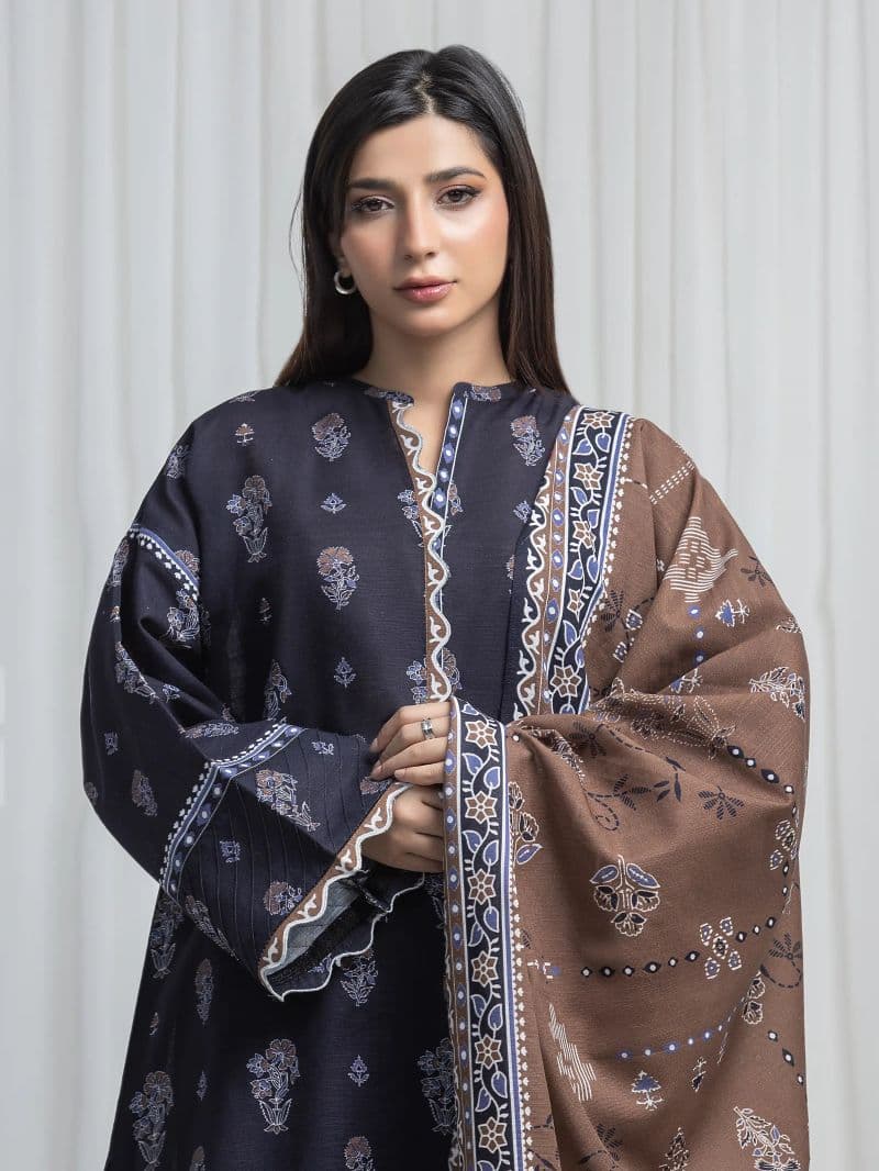 Printed Khaddar Suit - EWU6A3-37034-3P