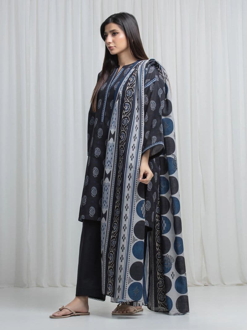 Printed Khaddar Suit - EWU6A3-37028-3P thumbnail