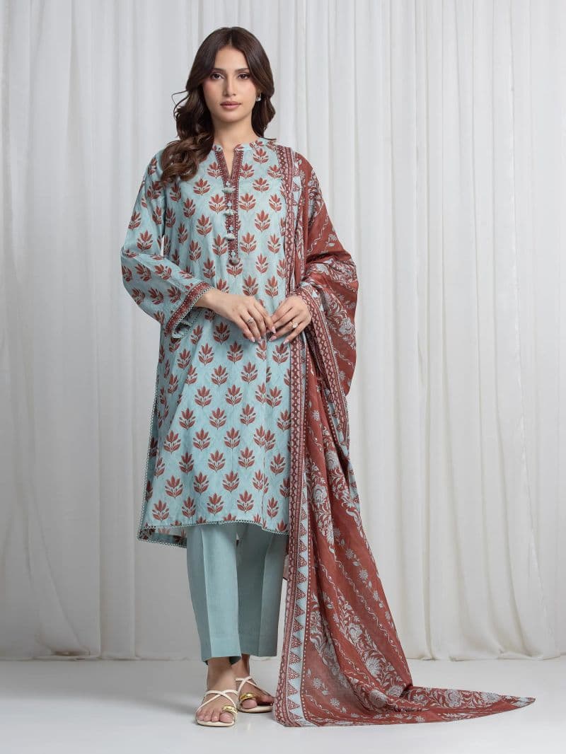 Printed Khaddar Suit - EWU6A3-37024-3P thumbnail