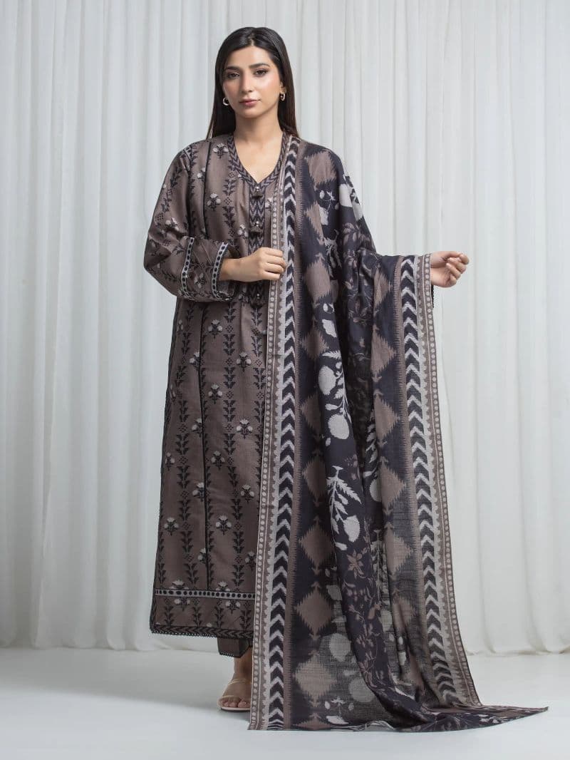 Printed Khaddar Suit - EWU6A3-37031-3P thumbnail
