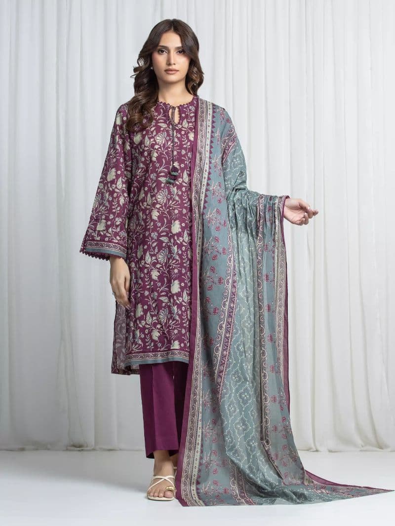 Printed Khaddar Suit - EWU6A3-37022-3P