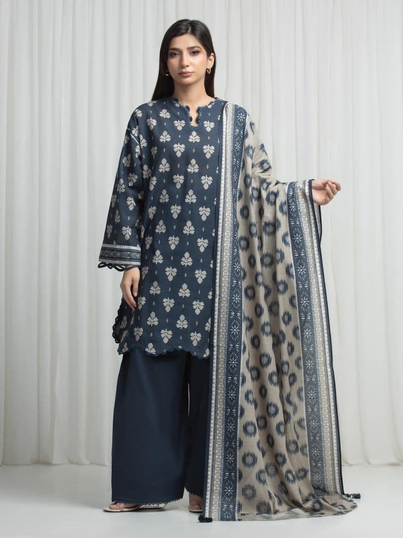 Printed Khaddar Suit - EWU6A3-37006-3P thumbnail