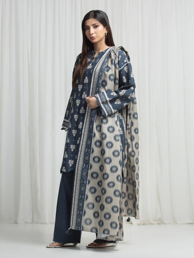 Printed Khaddar Suit - EWU6A3-37006-3P thumbnail