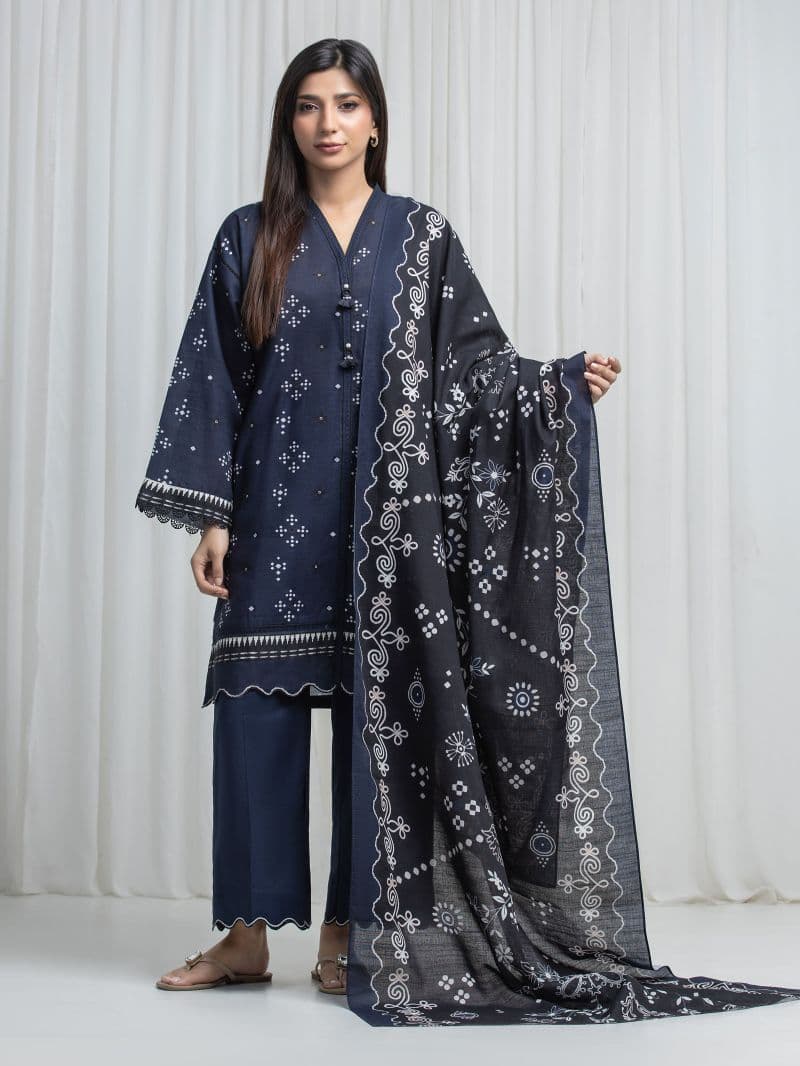 Printed Khaddar Suit - EWU6A3-37033-3P