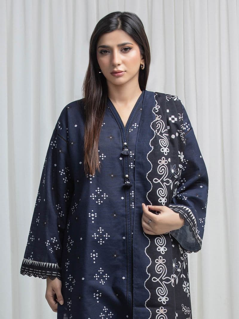 Printed Khaddar Suit - EWU6A3-37033-3P