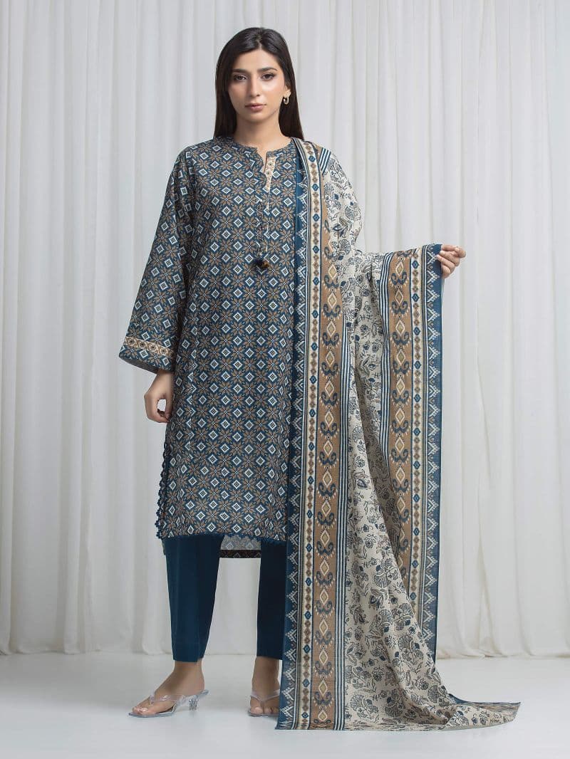 Printed Khaddar Suit - EWU6A3-37010-3P thumbnail