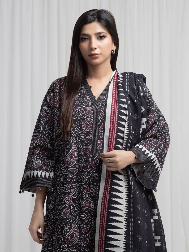 Printed Khaddar Suit - EWU6A3-37009-3P thumbnail