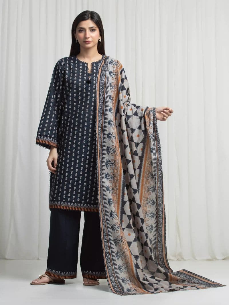 Printed Khaddar Suit - EWU6A3-37002-3P thumbnail