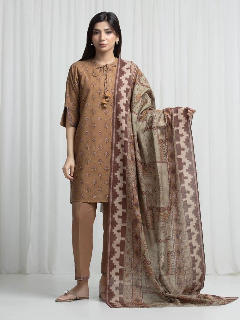 Printed Khaddar Suit - EWU6A3-37032-3P