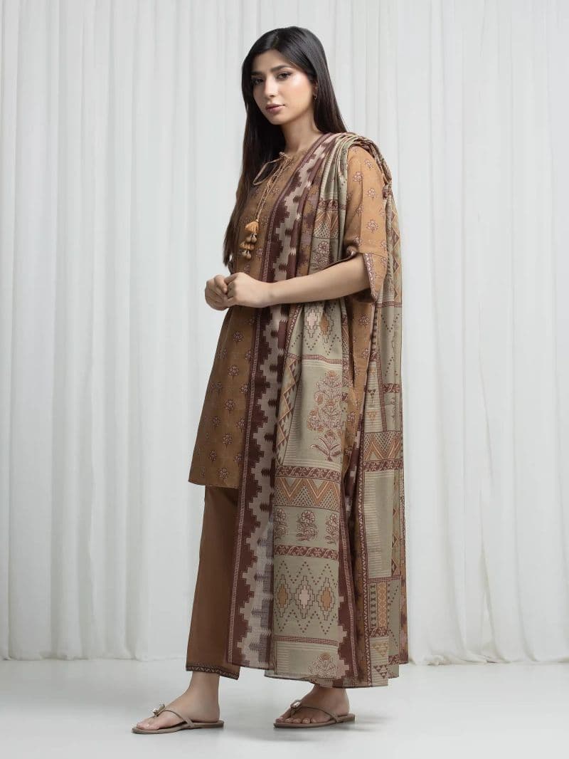 Printed Khaddar Suit - EWU6A3-37032-3P
