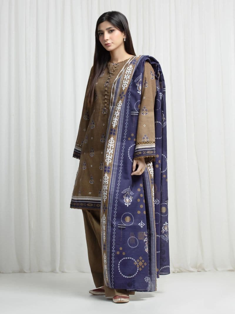 Printed Khaddar Suit - EWU6A3-37029-3P