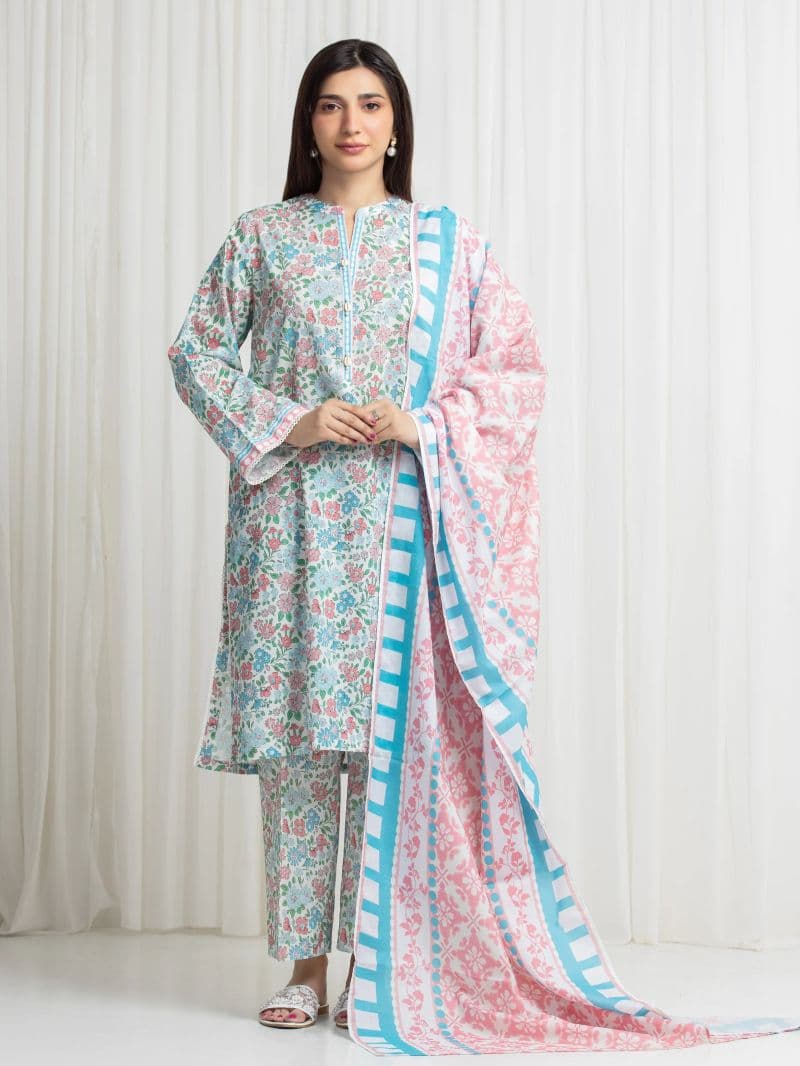Printed Lawn Suit - EWU6A1-36771-3P thumbnail