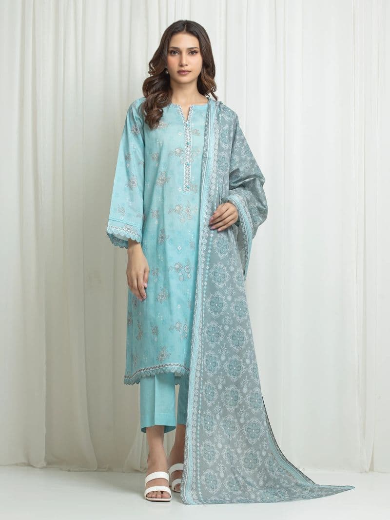 Printed Lawn Suit - EWU6A1-36676-3P thumbnail