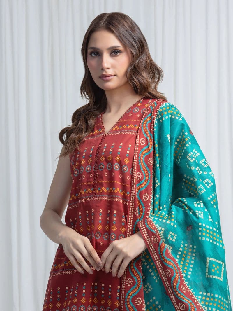 Printed Lawn Suit - EWU6A1-36872-3P thumbnail