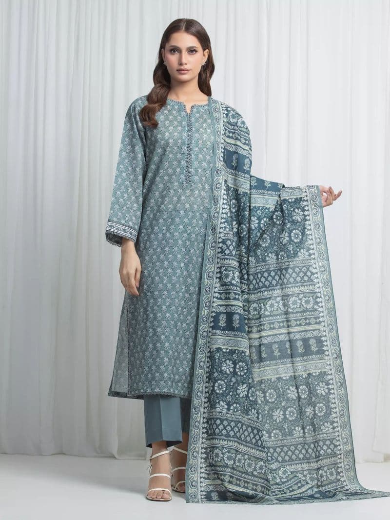 Printed Lawn Suit - EWU6A1-36869-3P thumbnail