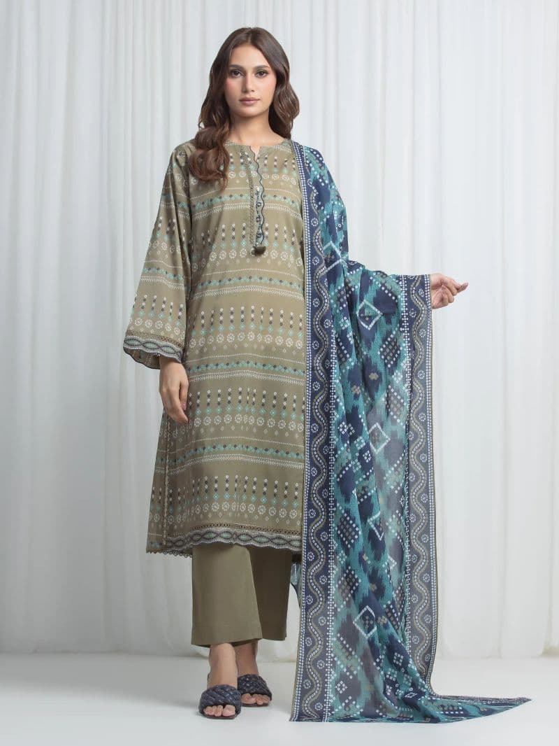 Printed Lawn Suit - EWU6A1-36871-3P thumbnail