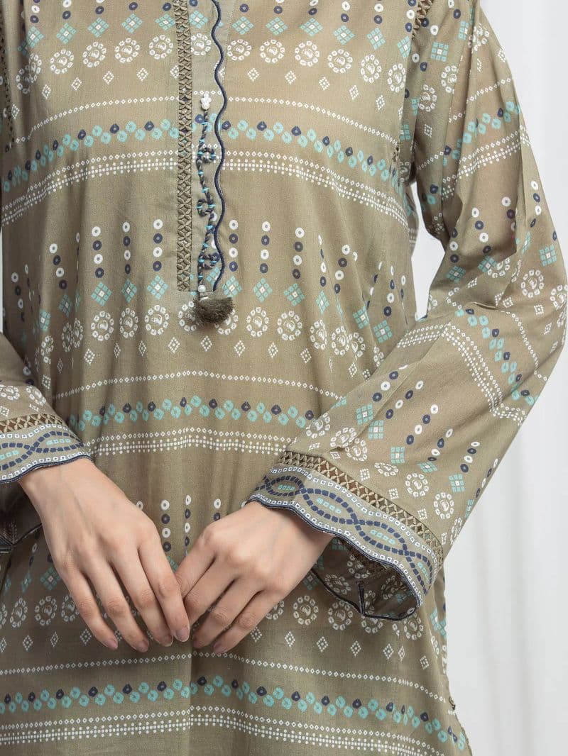 Printed Lawn Suit - EWU6A1-36871-3P thumbnail