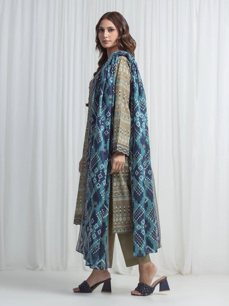 Printed Lawn Suit - EWU6A1-36871-3P thumbnail