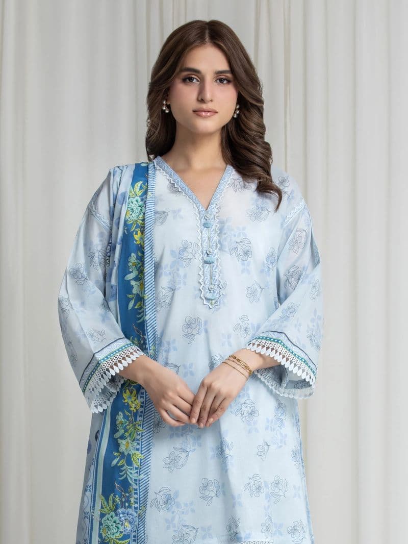 Printed Lawn Suit - EWU6A1-36737-3P thumbnail