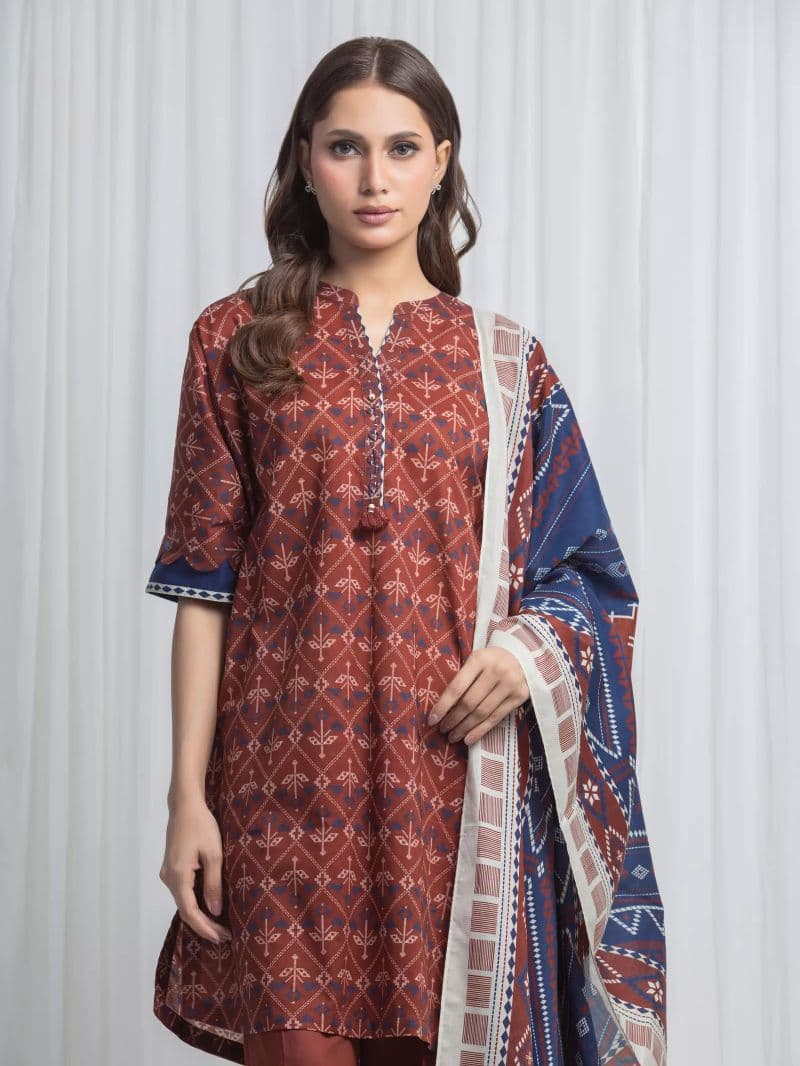 Printed Lawn Suit - EWU6A1-36864-3P