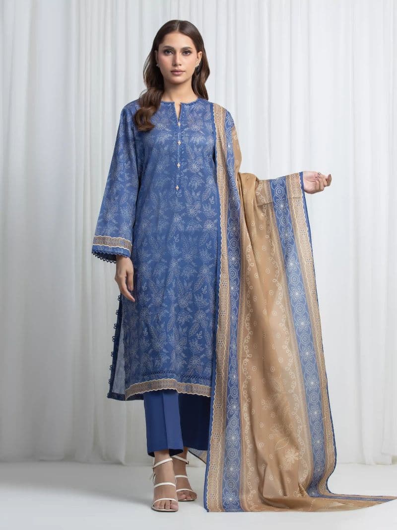 Printed Lawn Suit - EWU6A1-36862-3P thumbnail